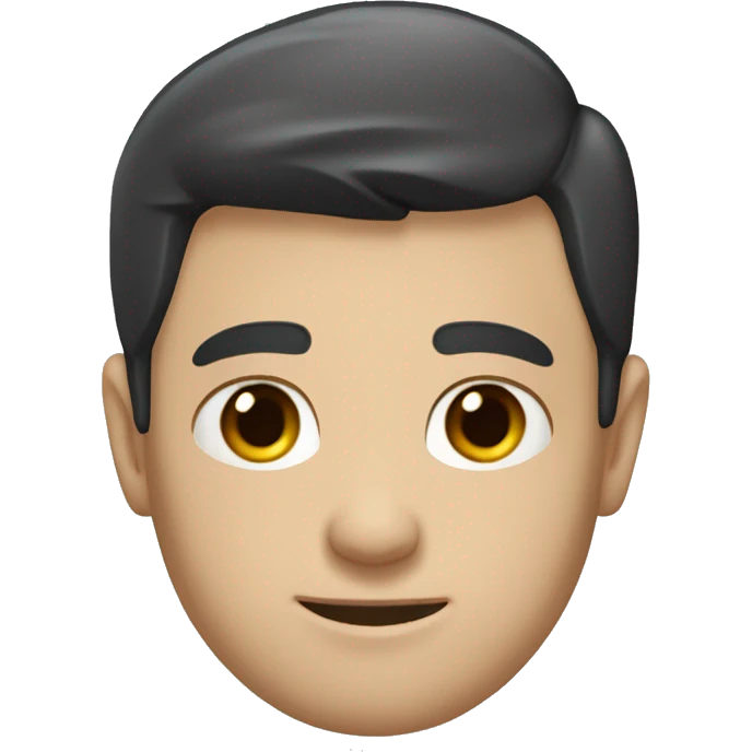 A head and shoulders shot of a 30 year old caucasian man with black short hair wearing a tshirt. emoji