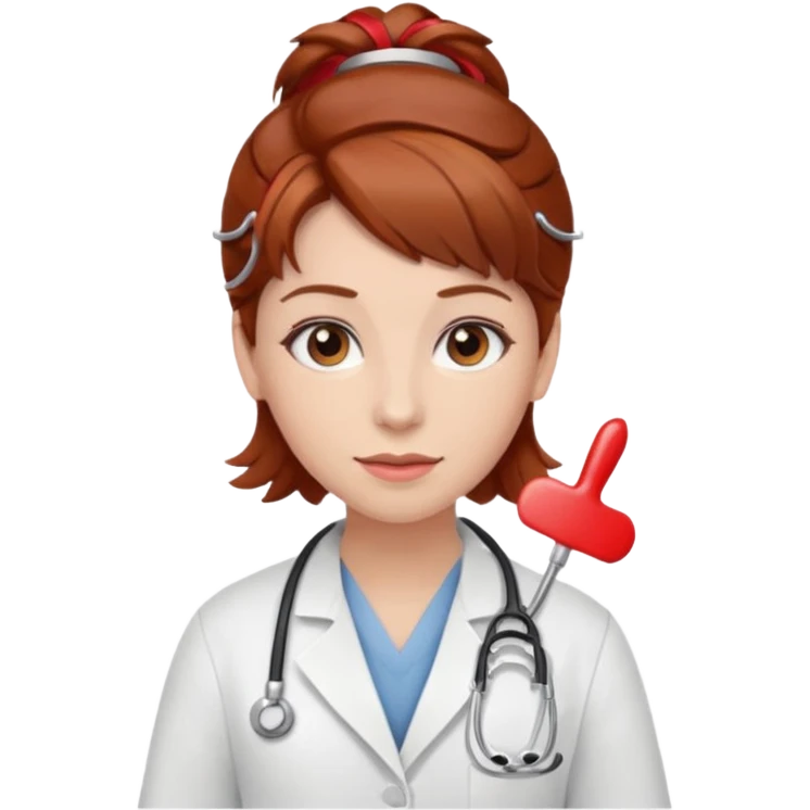 doctor with  hair and red hairclips  emoji