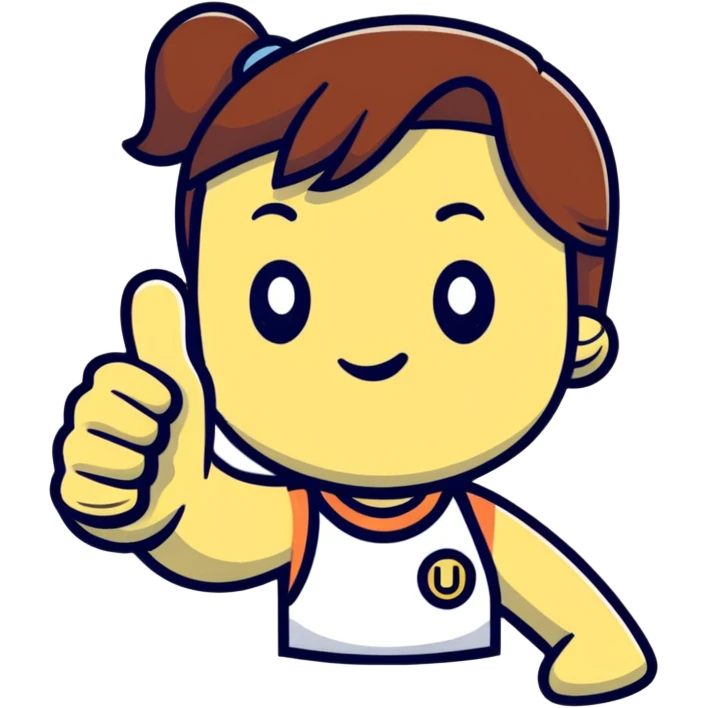 Girl showing one thumb up and one thumb down, indicating mixed opinion emoji