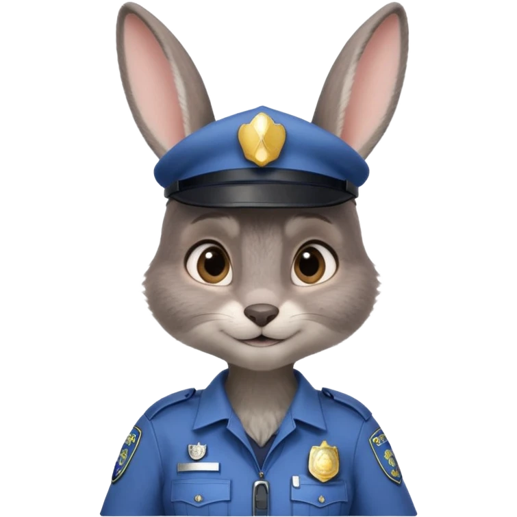 Judy Hopps with big ears (gray female rabbit with a police suit, without a cap) from the Zootopia Disney movie emoji