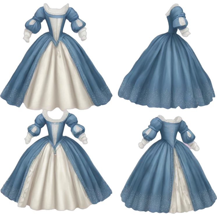 17th century gown with pink white and blue  emoji