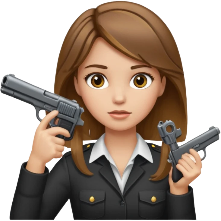 A girl with brown hair with blonde highlights putting a gun to her head emoji