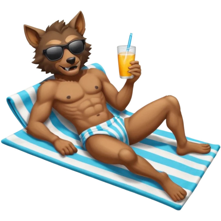 Werewolf sunbathing on the beach emoji