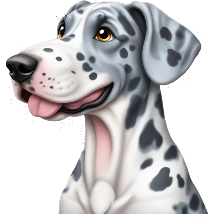 Blue Merle Great Dane with hearts m emoji