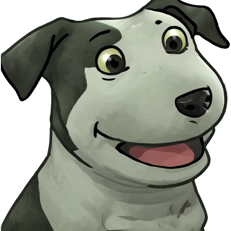Black and white dog smiling  emoji