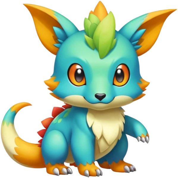 Cute cool colorful fantasy animal hybrid Fakemon full body emoji
