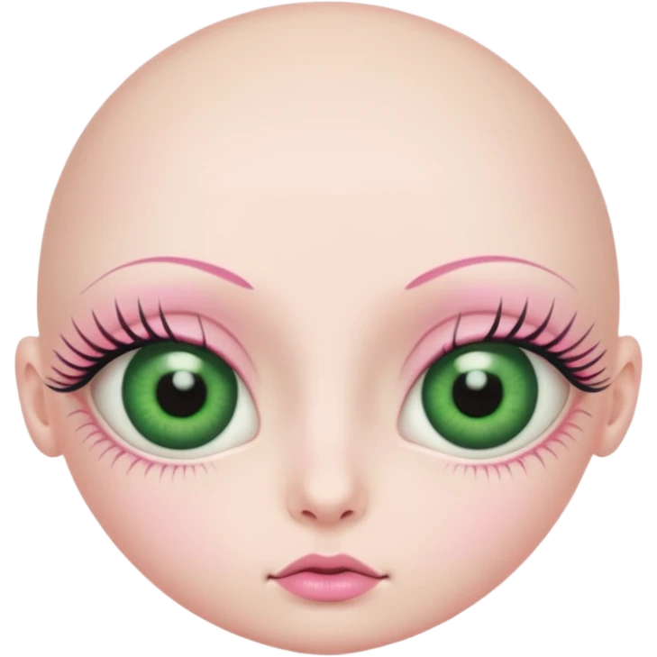 pink green eyeballs lashes no hair no lips emoji