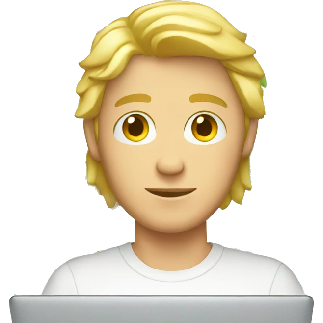 blonde guy with laptop and palm tree in the back emoji