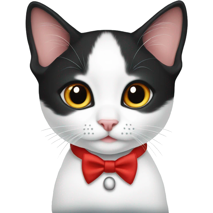 Tuxedo kitten with a red collar emoji