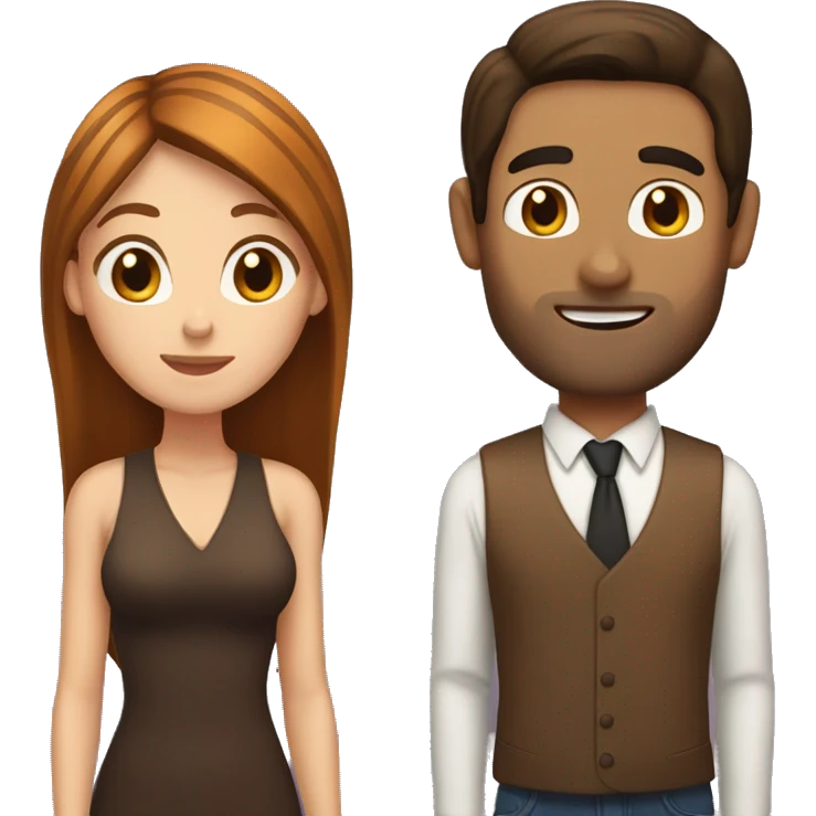 Women with long brown hair and a man with straight brown hair. They are hanging a tiger brown cat emoji