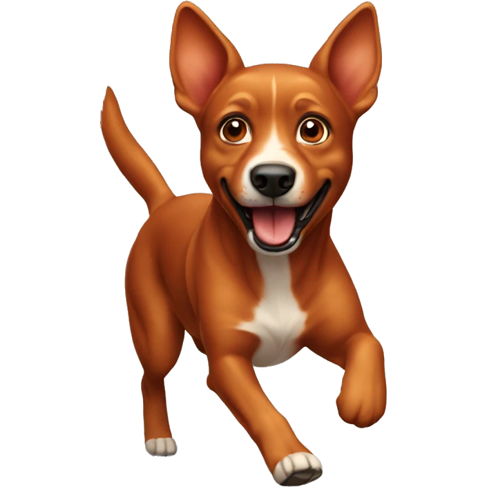 realistic solid red dog with pointed ears running emoji