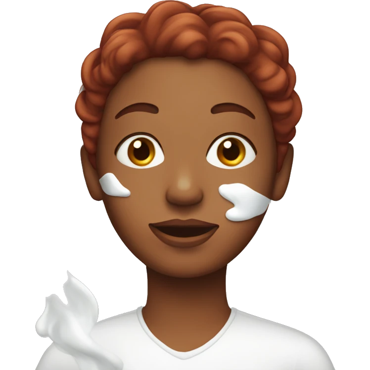 Dark Red haired Woman with shaving cream on her face emoji