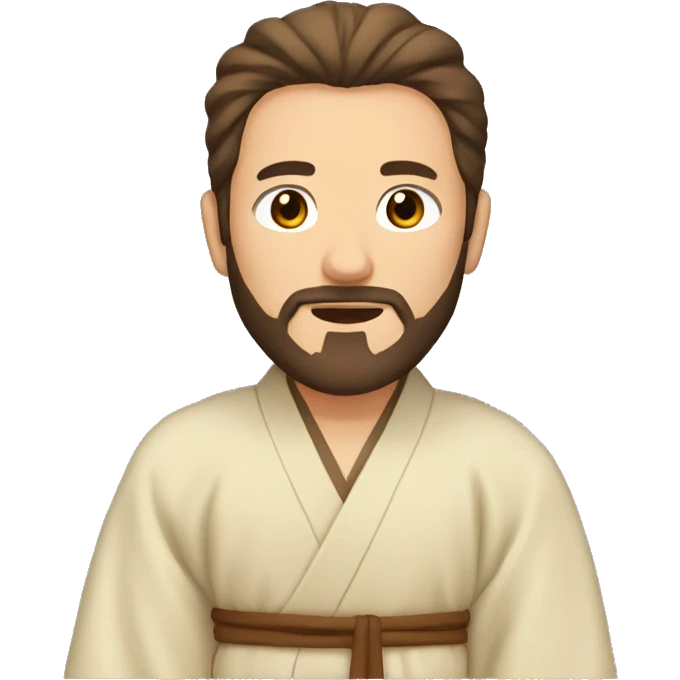 Man with brown hair and brown beard with tan and brown Japanese robes emoji