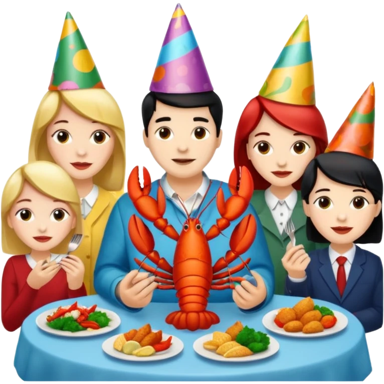 Too many people eating lobster at a family party emoji