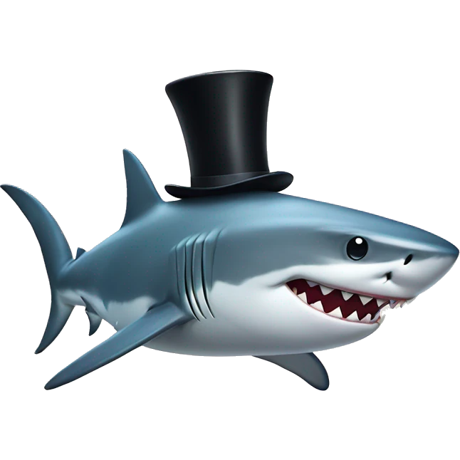 Shark with a top hat emoji