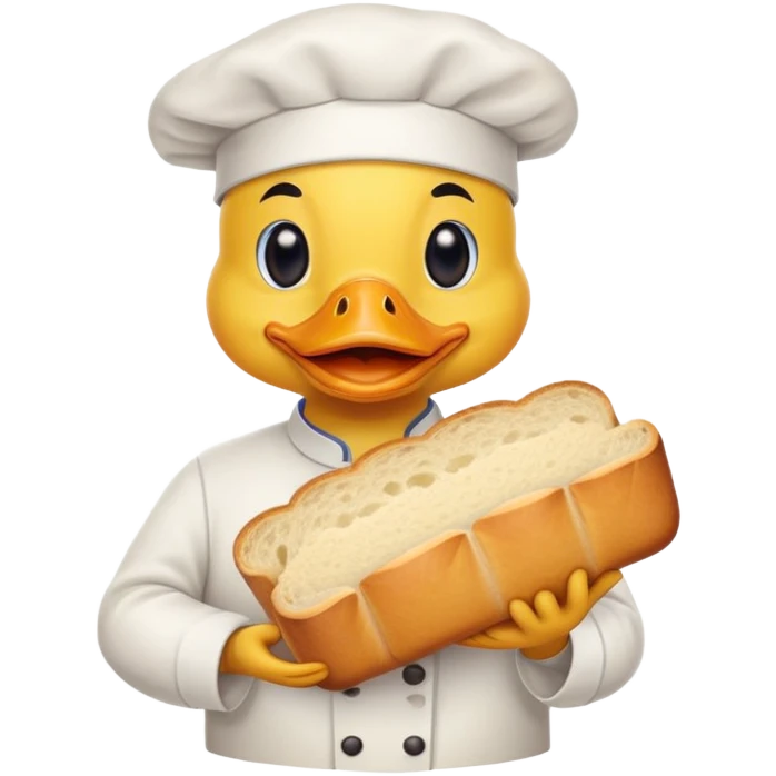 duck serving a loaf of gluten bread, no chef hat emoji