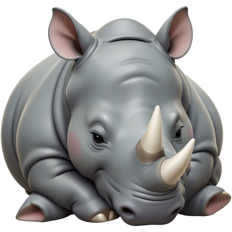 Meme-Worthy Cute Sleeping Rhinoceros Portrait Emoji, Head resting peacefully with a contented smile, showcasing a massive, robust build and a luxuriously soft slate-gray hide, accented by a gentle white horn, eyes shut in a serene, restful nap, Simplified yet hilariously adorable features, highly detailed, glowing with a soft, drowsy light, high shine, relaxed and utterly lovable, stylized with an air of playful laziness, bright and heartwarming, soft glowing outline, capturing the essence of a comically sleepy rhinoceros, so meme-worthy it feels like it could instantly become the next viral sensation of adorable slumber! emoji