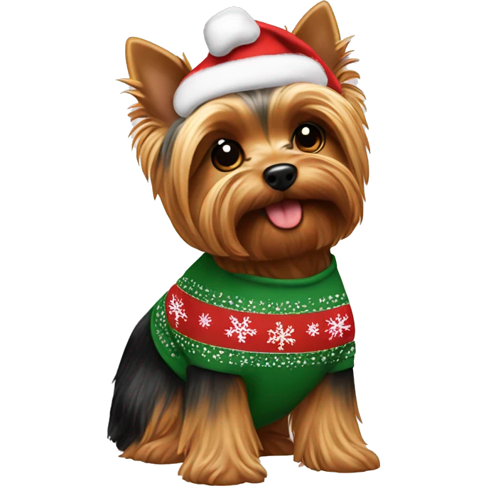 Yorkie wearing Christmas shirt  emoji