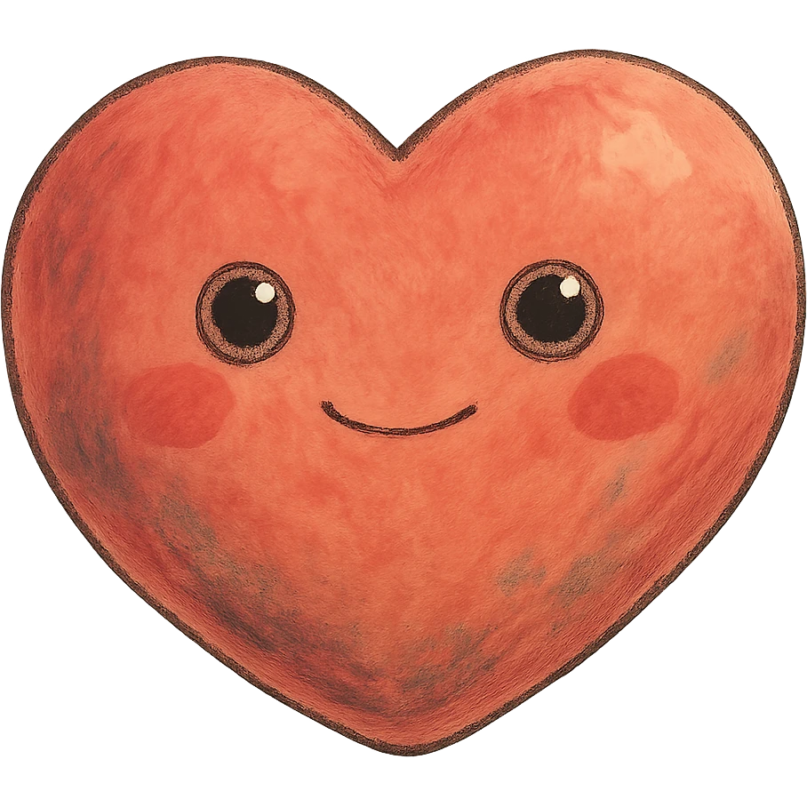 cute heart, ghibli style, no background emoji