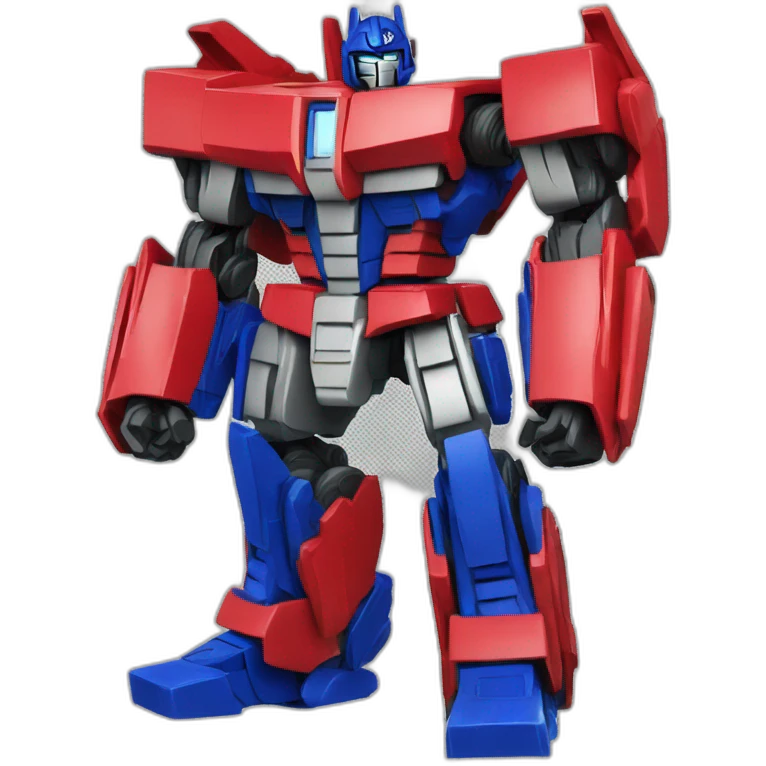 Transformer red blue power stand up side right leg front left leg back emoji