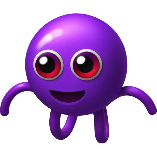 logo 3d character, dark purple little body: "thin bean ciclopede", with one big red, data-cubes EYE emoji