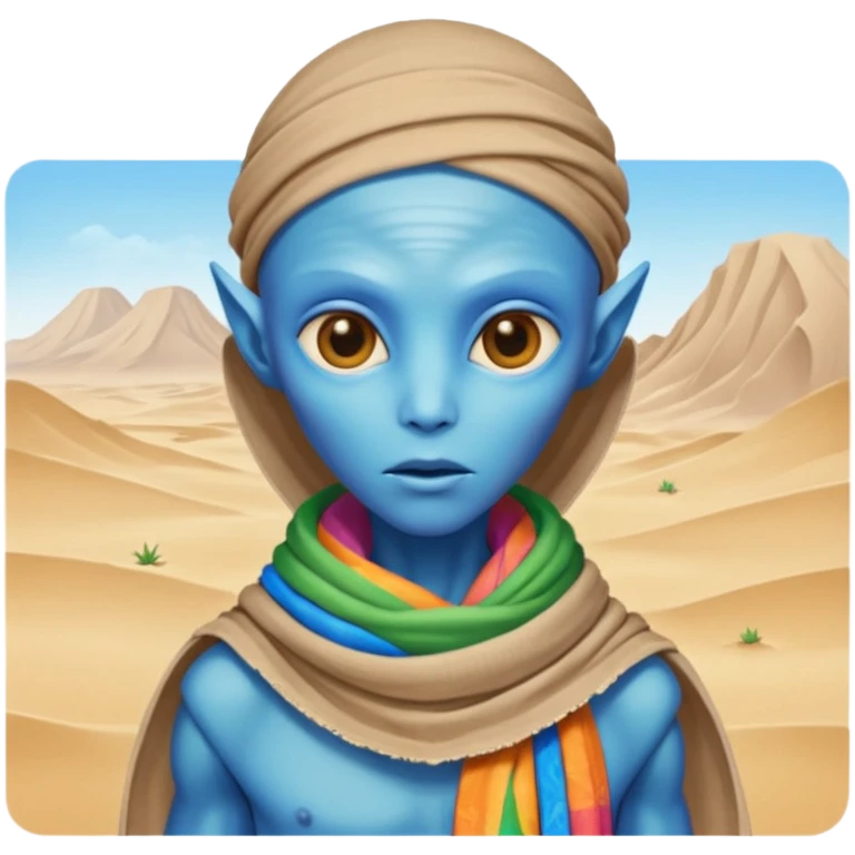 alien living in desert, colorful, accessories, just face  emoji