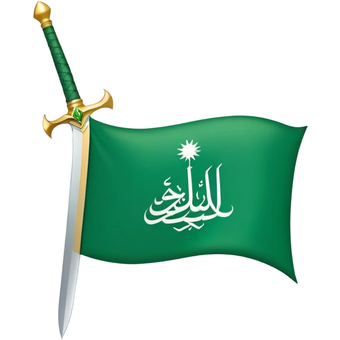 Saudi Arabian flag green with white script and sword emoji