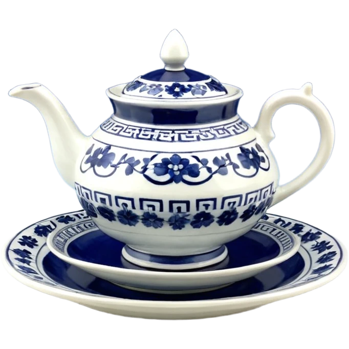 китайский сервиз в стили гжели emoji