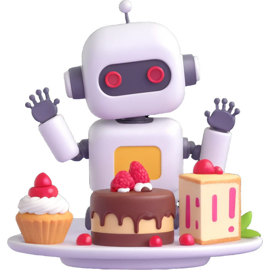 The cute robot and dessert, 3d emoji emoji