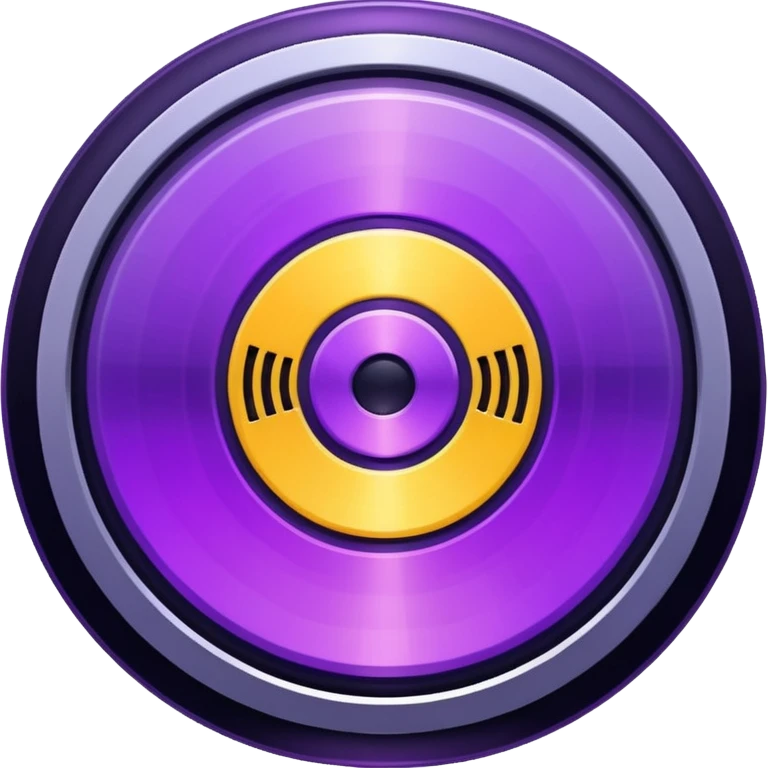 pixelated music disc with a purple middle emoji