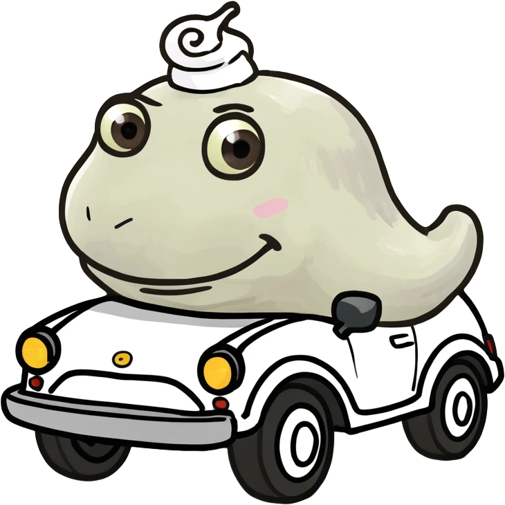 Cinnamonroll driving a car.  emoji