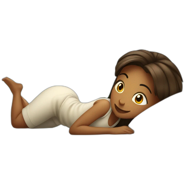 Fille à quatre pattes sur un lit emoji