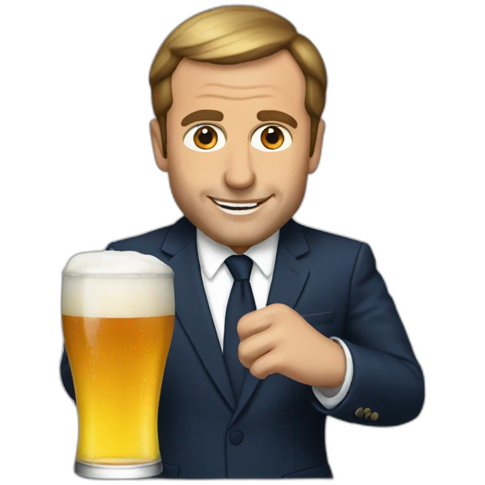 Macron drink beer emoji