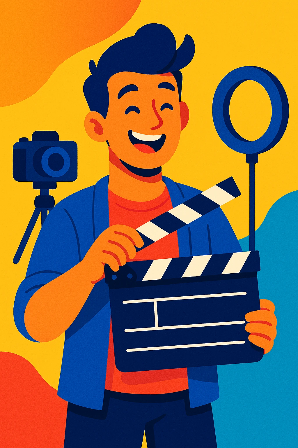 a content creator holding a clapperboard, vibrant and modern style emoji