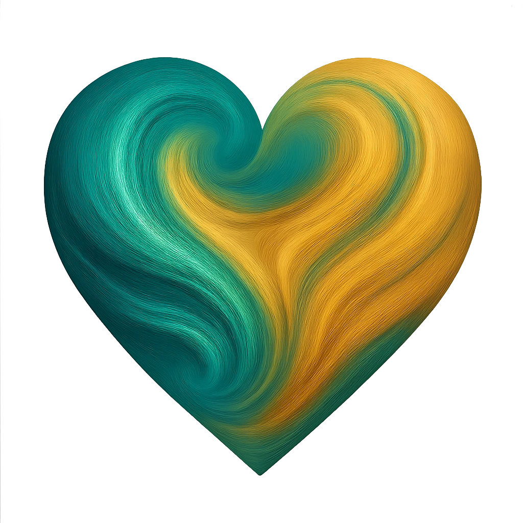 heart with a swirling teal and gold gradient emoji