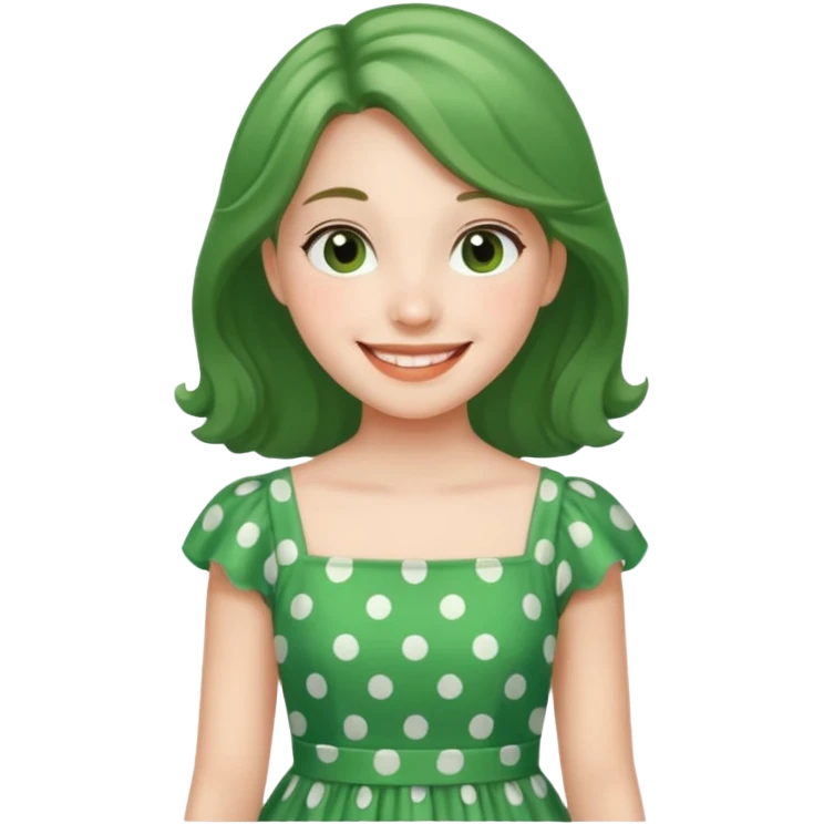 polka dots girl green emoji