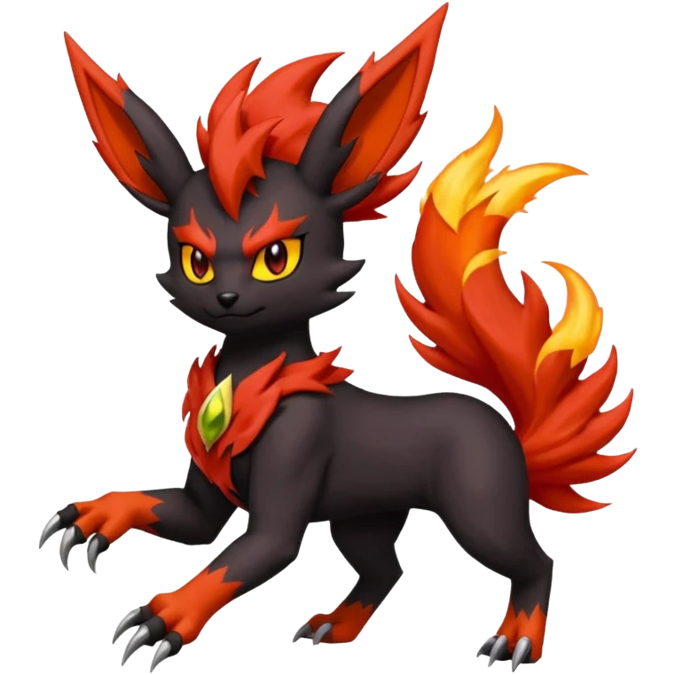 Darkrai-Scizor-Flareon-fusion with fiery horns and a Mohawk  emoji