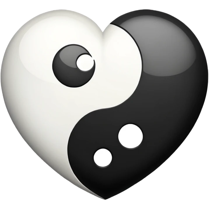 heart shaped yin yang black and white emoji