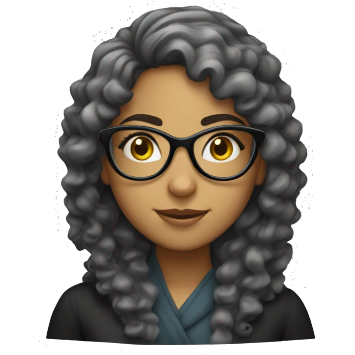 Long Curly haired Arab girl with glasses emoji