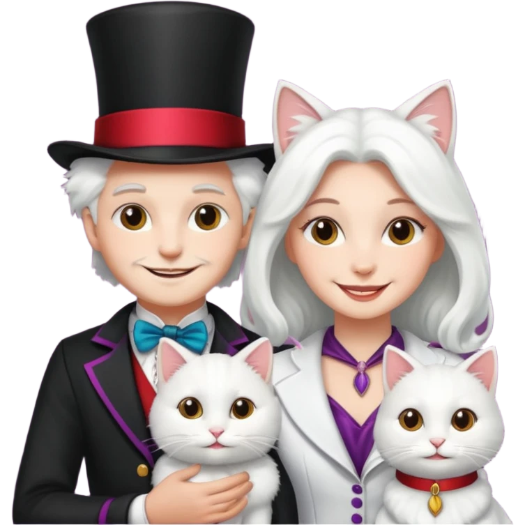 magician couple and their pet cat emoji