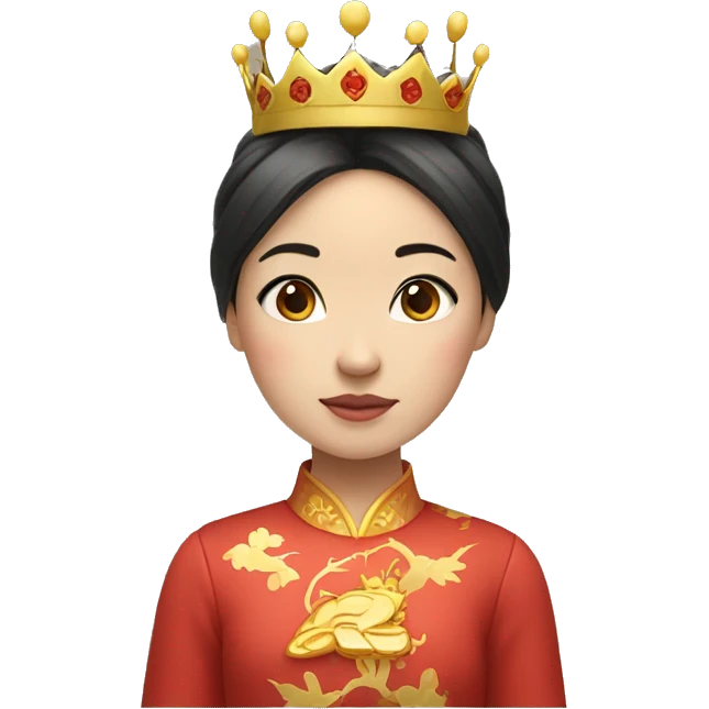 a chinese girl with a crown on top and a heart next to her emoji