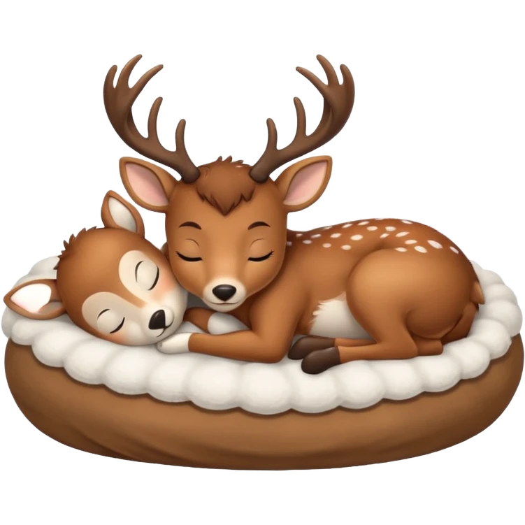Cute deer sleeping in bed emoji