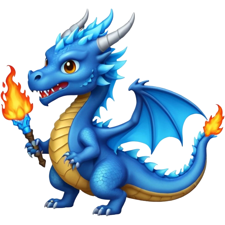 Make an emoji of a dragon shooting blue fire out of its mouth. emoji