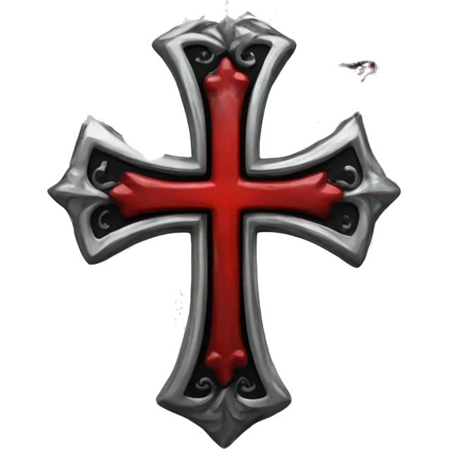 Gothic silver red and black cross emoji