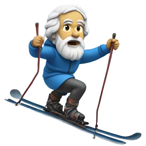 socrates skiing on mountain  emoji