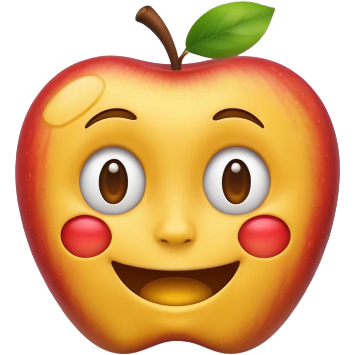 small yellow face with exaggerated expression, apple emoji style emoji