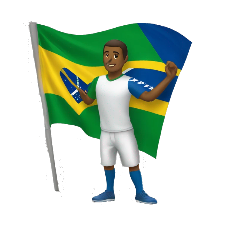 Brasileiro carregando a bandeira di brasil emoji