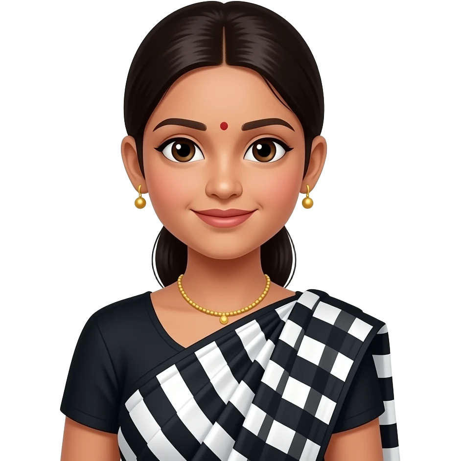 A girl wearing Black and white striped chaddi emoji
