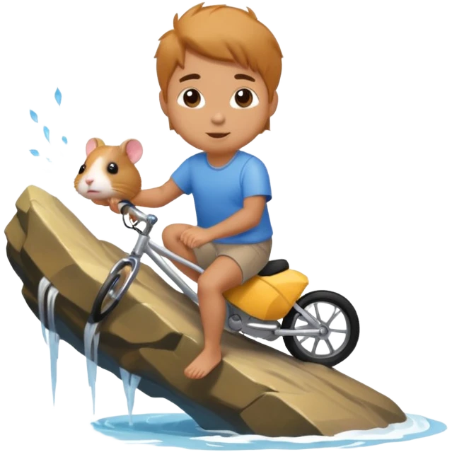 Me riding a hamster on a waterfall emoji