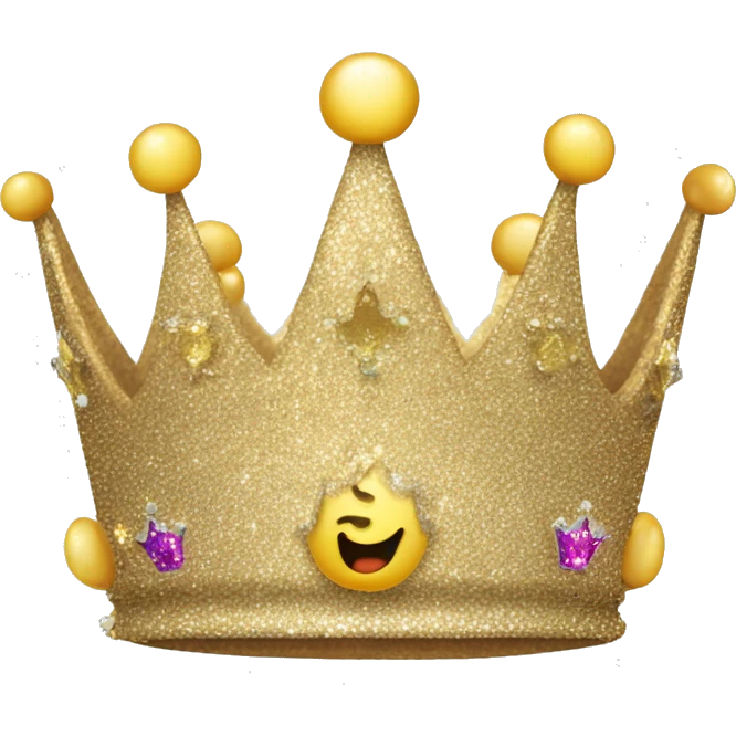 glittery crown with happy emotions on it, give it a smile emoji